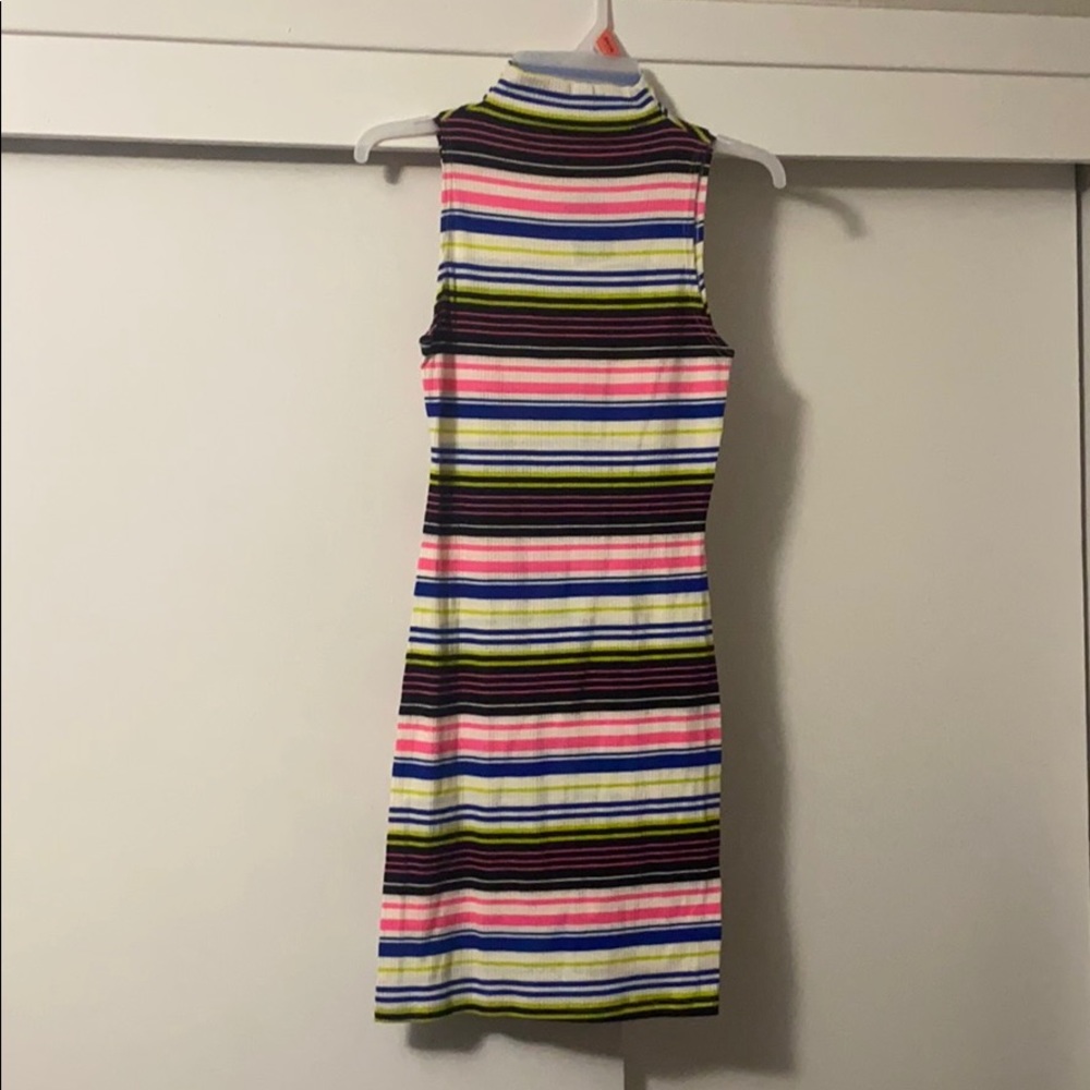 Black & Neon stripped turtle neck dress